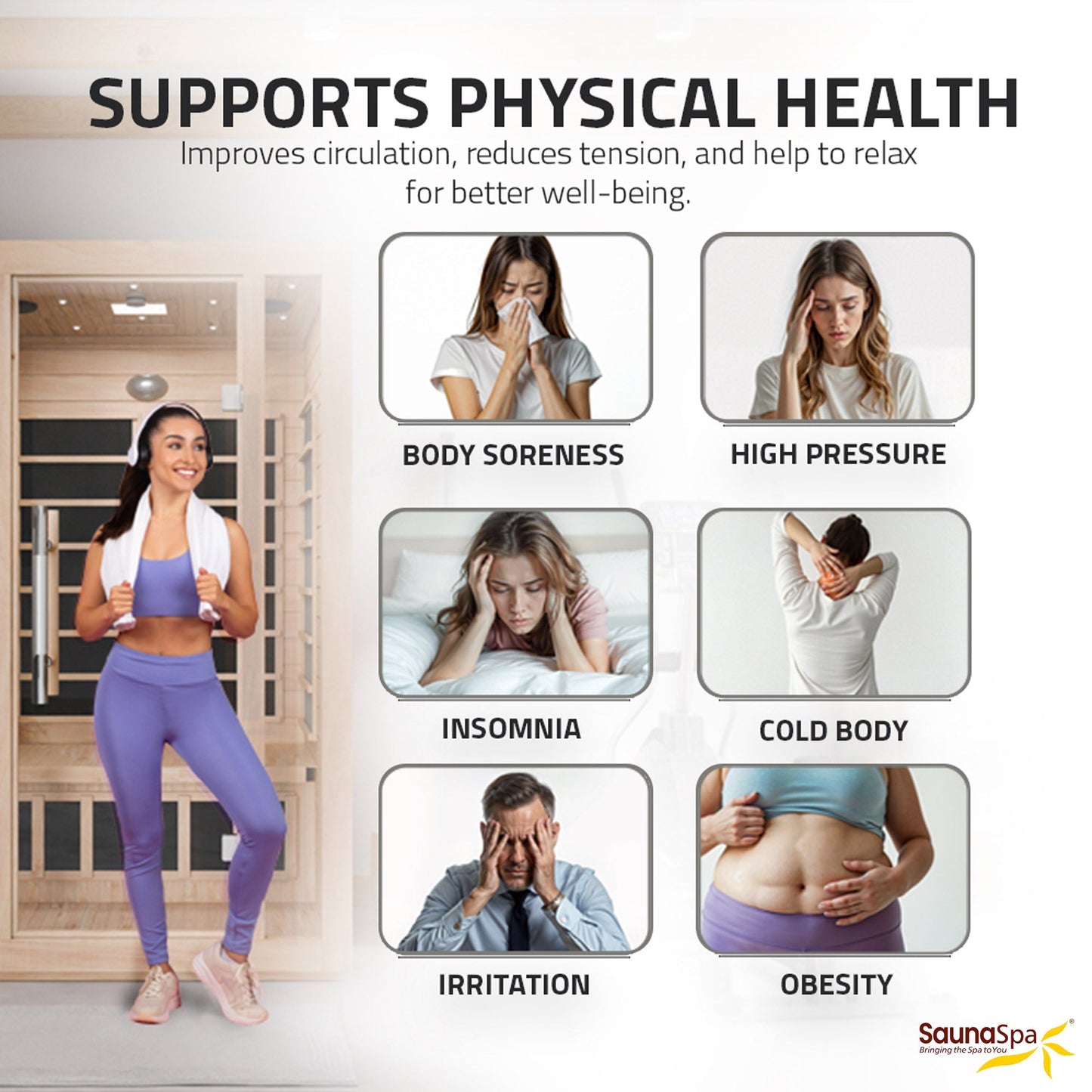 Maldives 2-Person Indoor Hemlock Wooden Low EMF Carbon FAR Infrared Home Sauna Room with LED Touch Control Panel