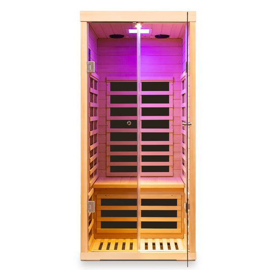 Infrared Sauna with Glass Doors for 1