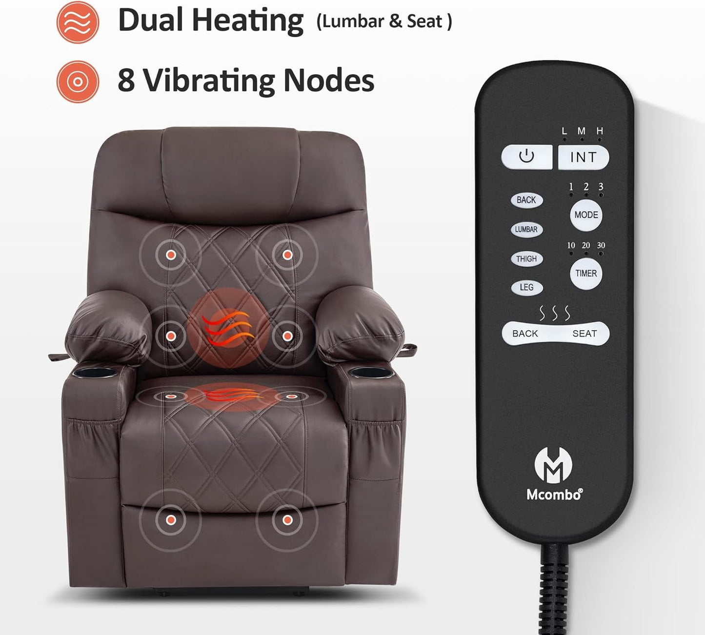 Small Size Power Lift Recliner Chair Sofa with Massage and Dual