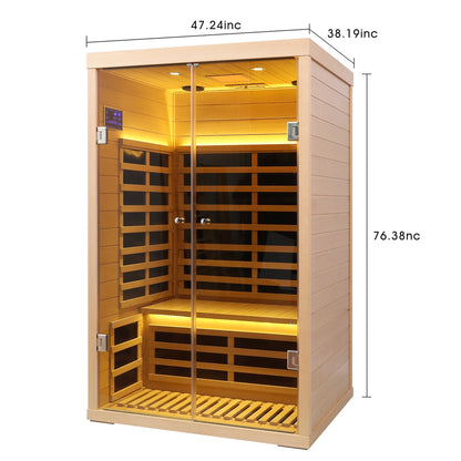 Infrared Sauna Room with Glass Doors for 2
