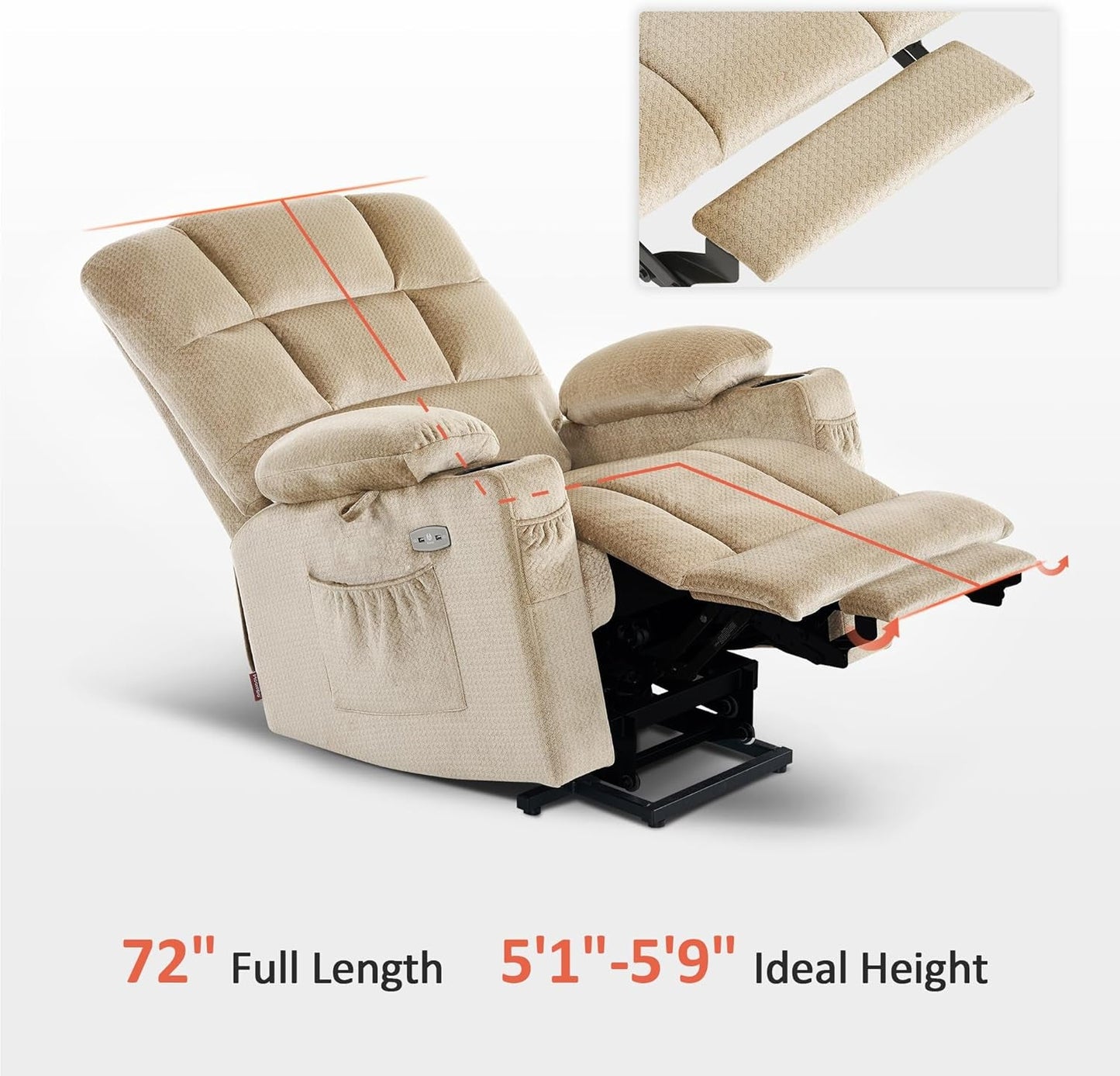 Dual Motor Power Lift Recliner Chair with Massage and Heat