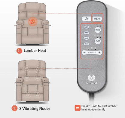 Dual Motor Power Lift Recliner Chair with Massage and Heat