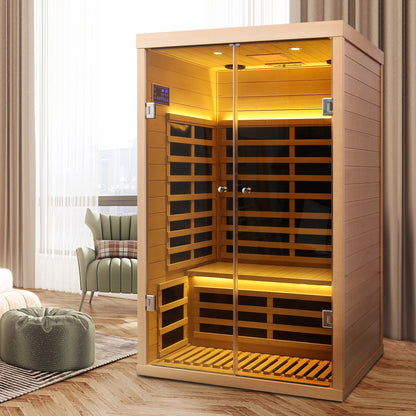 Infrared Sauna Room with Glass Doors for 2
