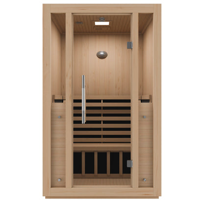 Fiji 2-Person Carbon FAR Infrared Hemlock Wooden Indoor Home Sauna Room with LED Touch Control Panel