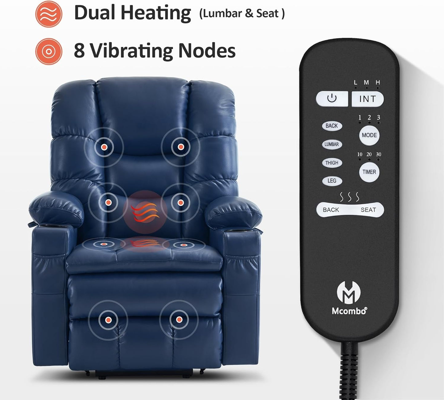 Dual Motor Power Lift Recliner Chair with Massage and Dual Heating