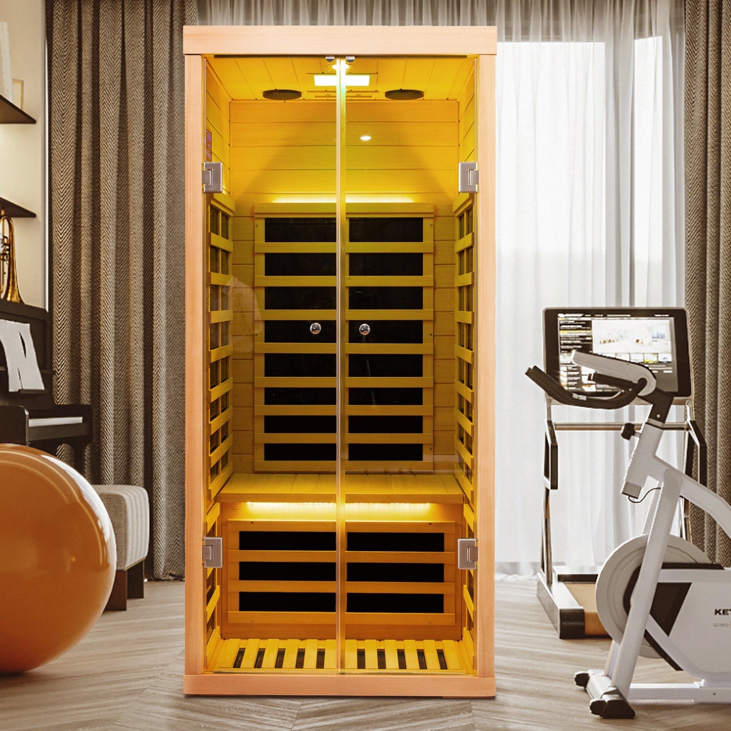Infrared Sauna with Glass Doors for 1