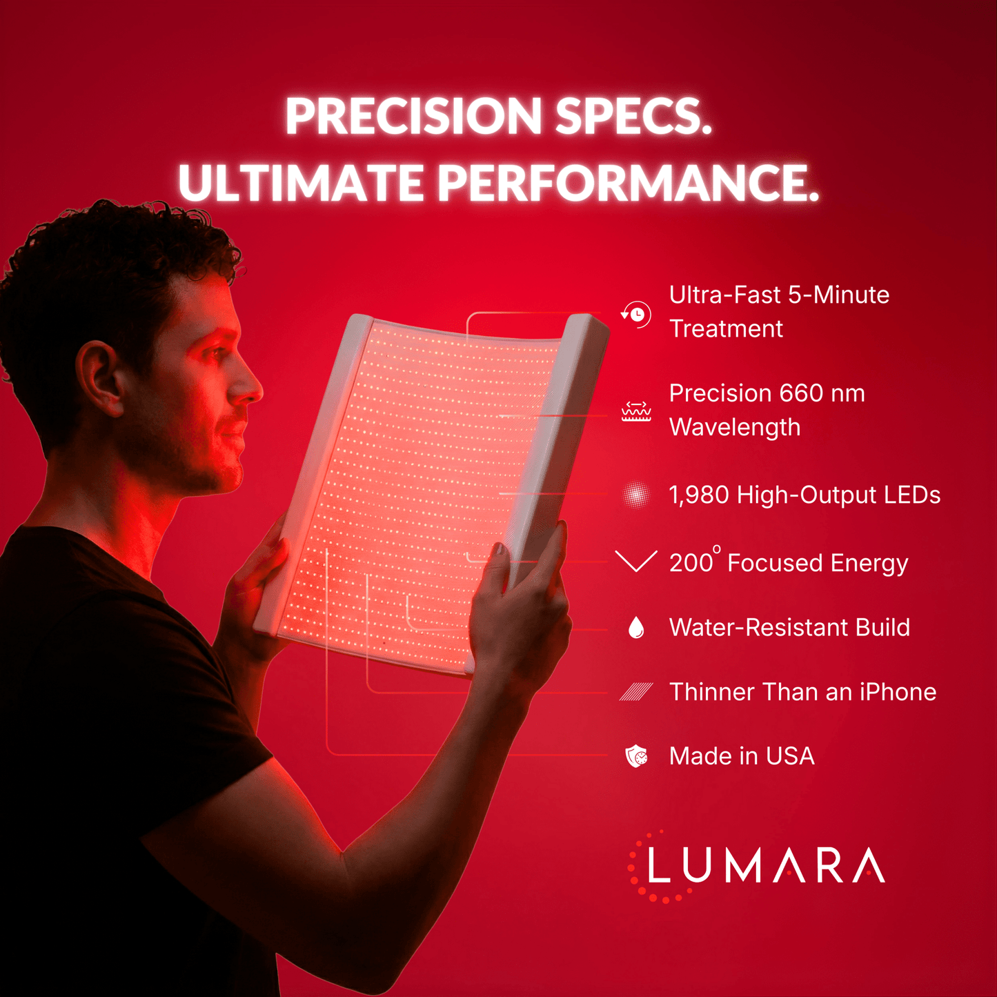 Lumara Illuminate Red V2 – 1,980 LEDs | 660nm | 5-Minute Red Light Therapy