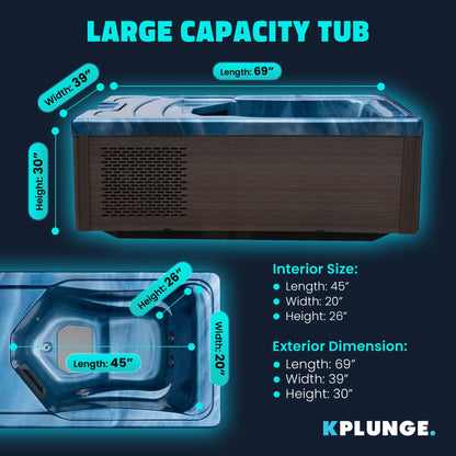 All-in-One Cold Plunge and Hot Tub with Built-in Chiller, Lights, and WiFi in Blue