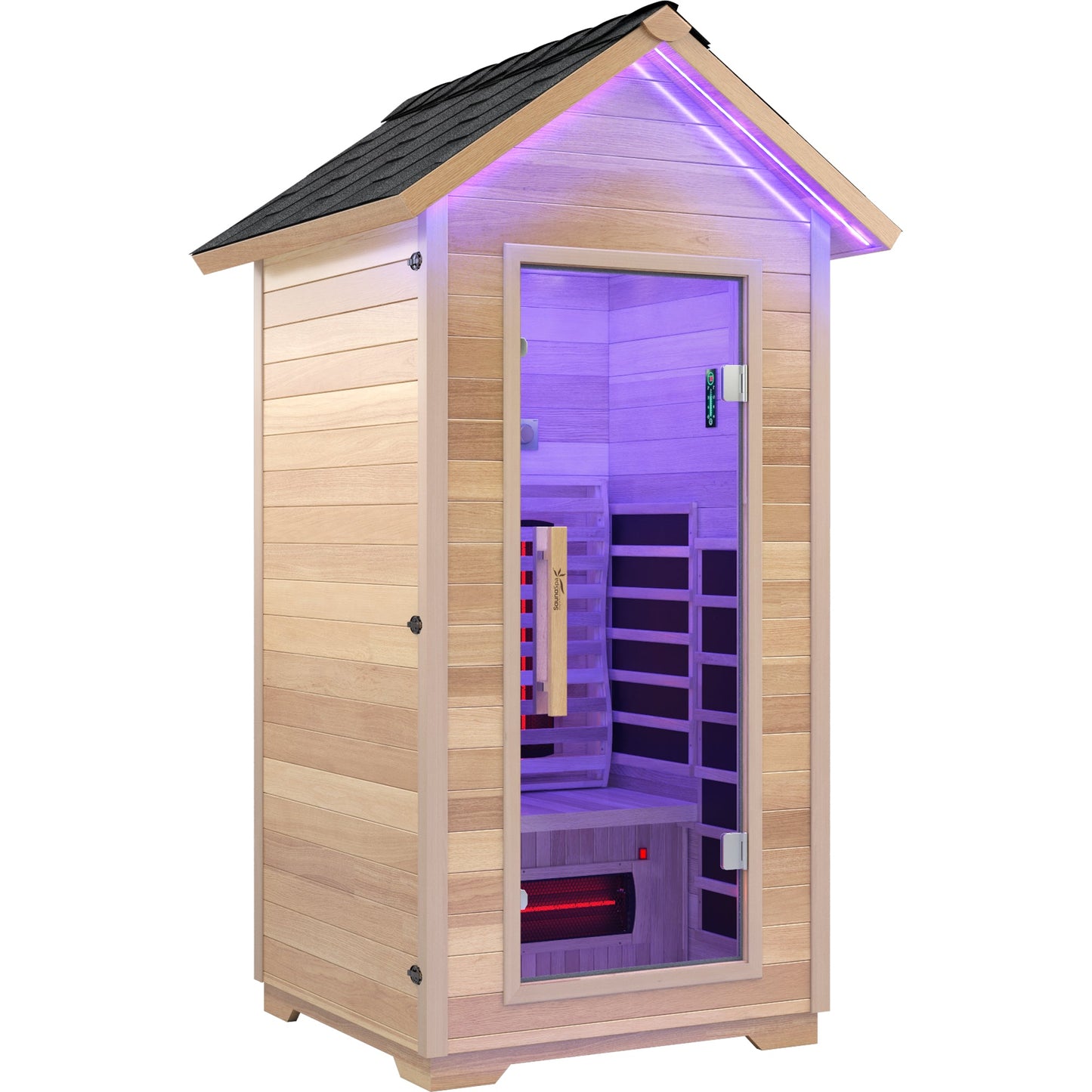 2-Person Outdoor Cabin Sauna in Red Cedar and Hemlock with Far Infrared, Starry Night Lights, and Touch Pad Controller