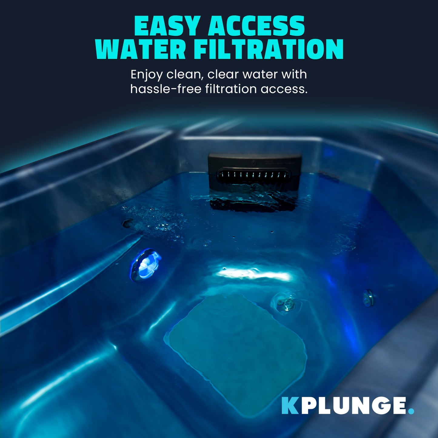 All-in-One Cold Plunge and Hot Tub with Built-in Chiller, Lights, and WiFi in Blue