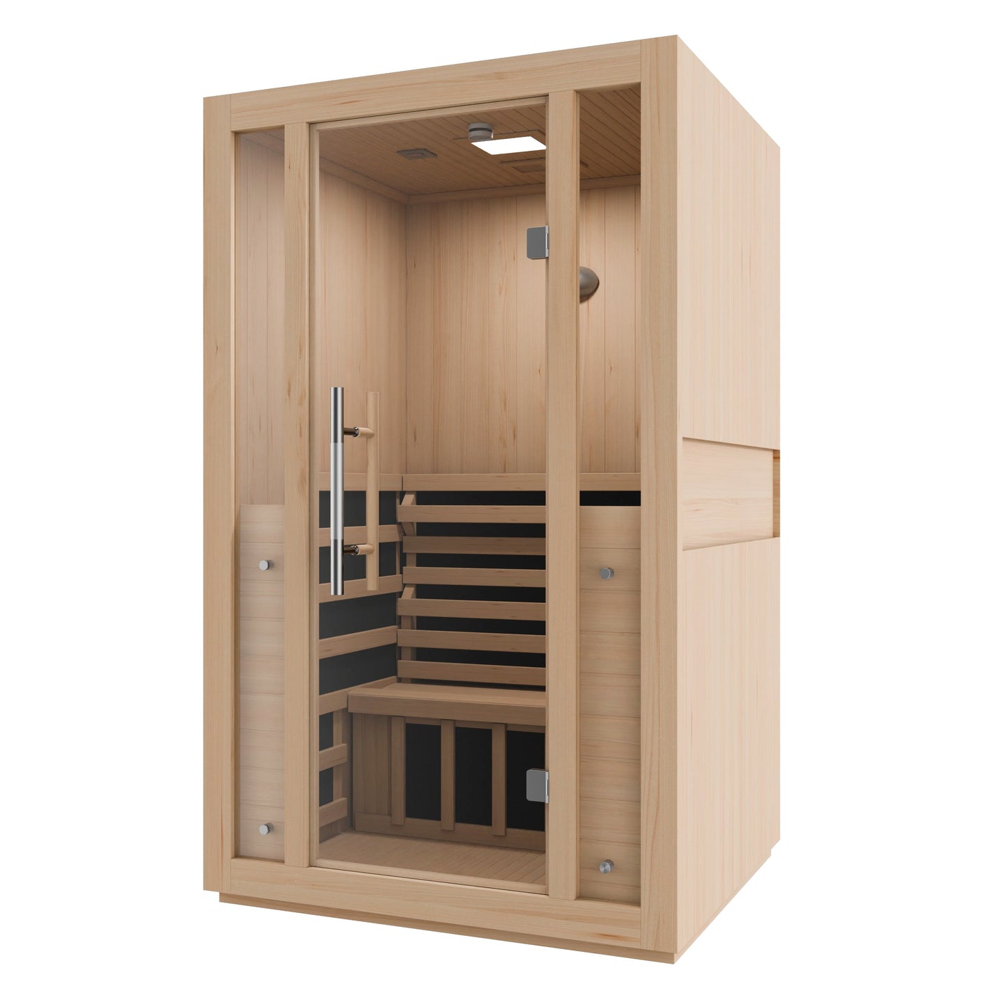 Fiji 2-Person Carbon FAR Infrared Hemlock Wooden Indoor Home Sauna Room with LED Touch Control Panel