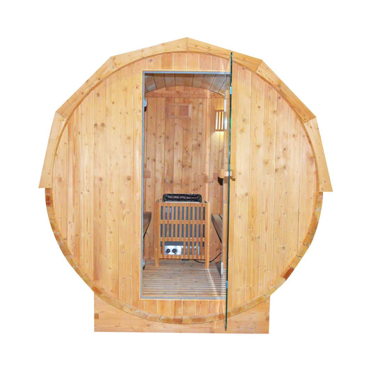 Thermora Large Premium American White Oak Outdoor Wooden Barrel Sauna With 4.5KW Sauna Heater (SAK45968)