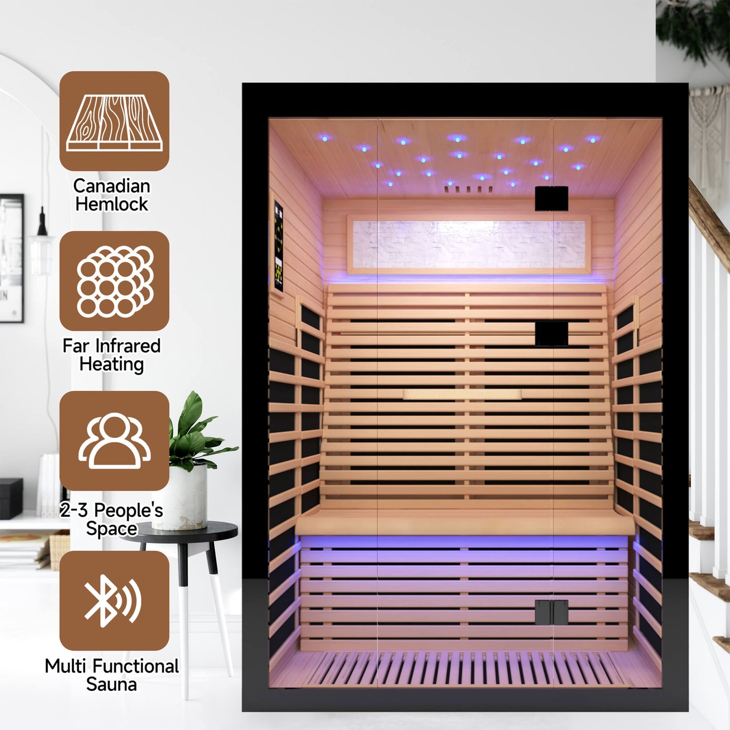 Thermora Luxury 2-Person Canadian Hemlock Wood Far Infrared Home Sauna (SAK02184)