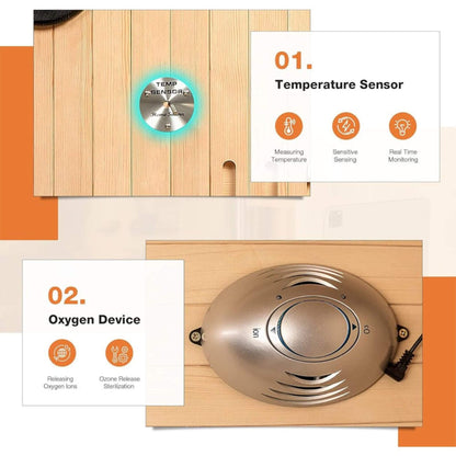 Thermora Luxury 2-Person Low EMF FAR Infrared Heat Wood Home Personal Spa Sauna W/ Panoramic Tempered Glass, 2000W (SAK27481)