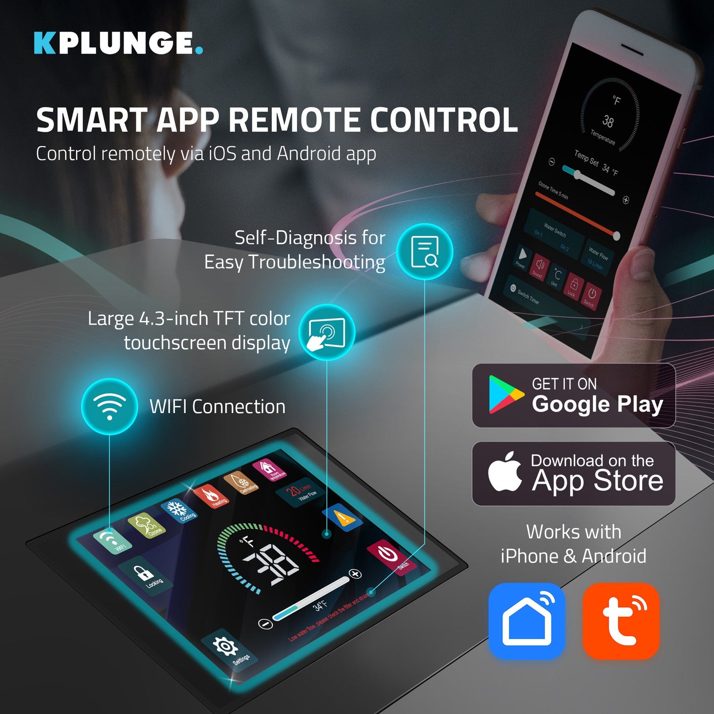 Gale Cold Plunge Chiller and Heater in Black with Cooling and Heating, WiFi App Control, and Filter