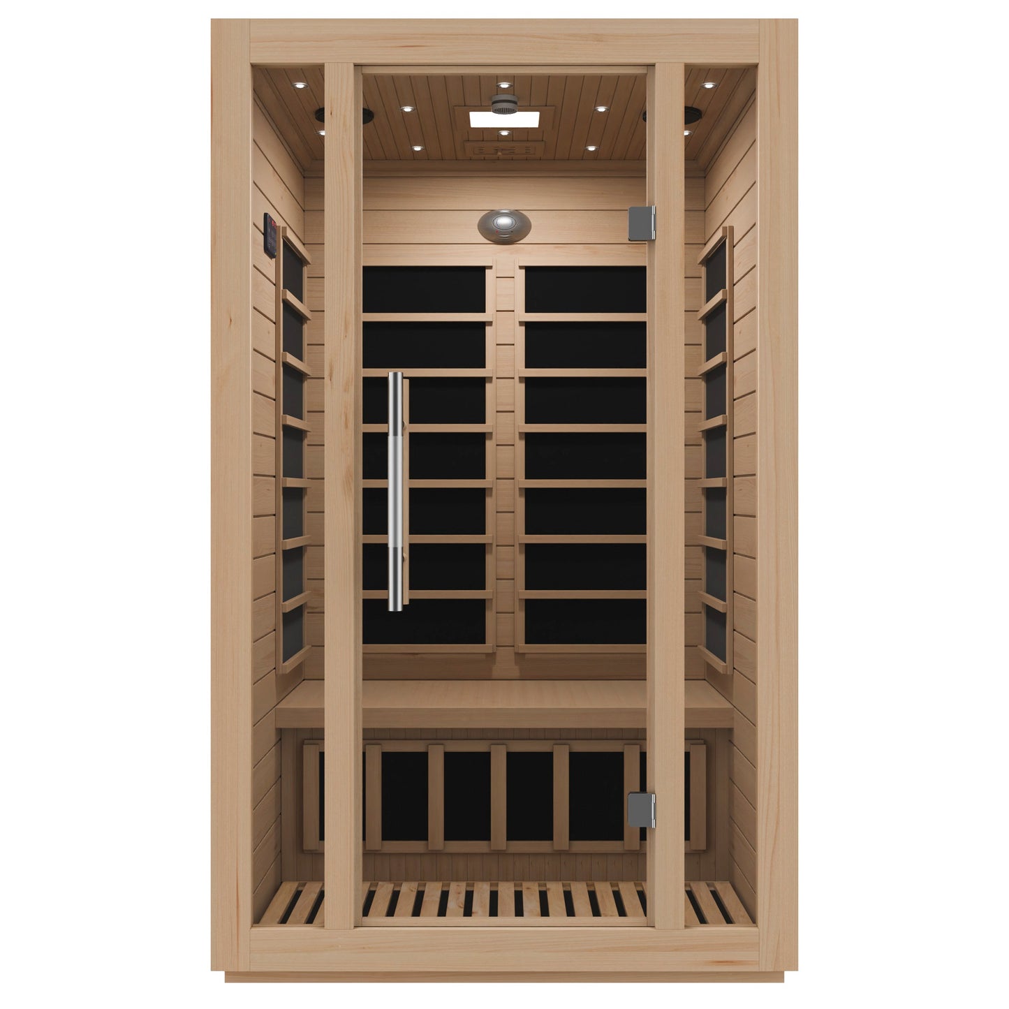 Maldives 2-Person Indoor Hemlock Wooden Low EMF Carbon FAR Infrared Home Sauna Room with LED Touch Control Panel