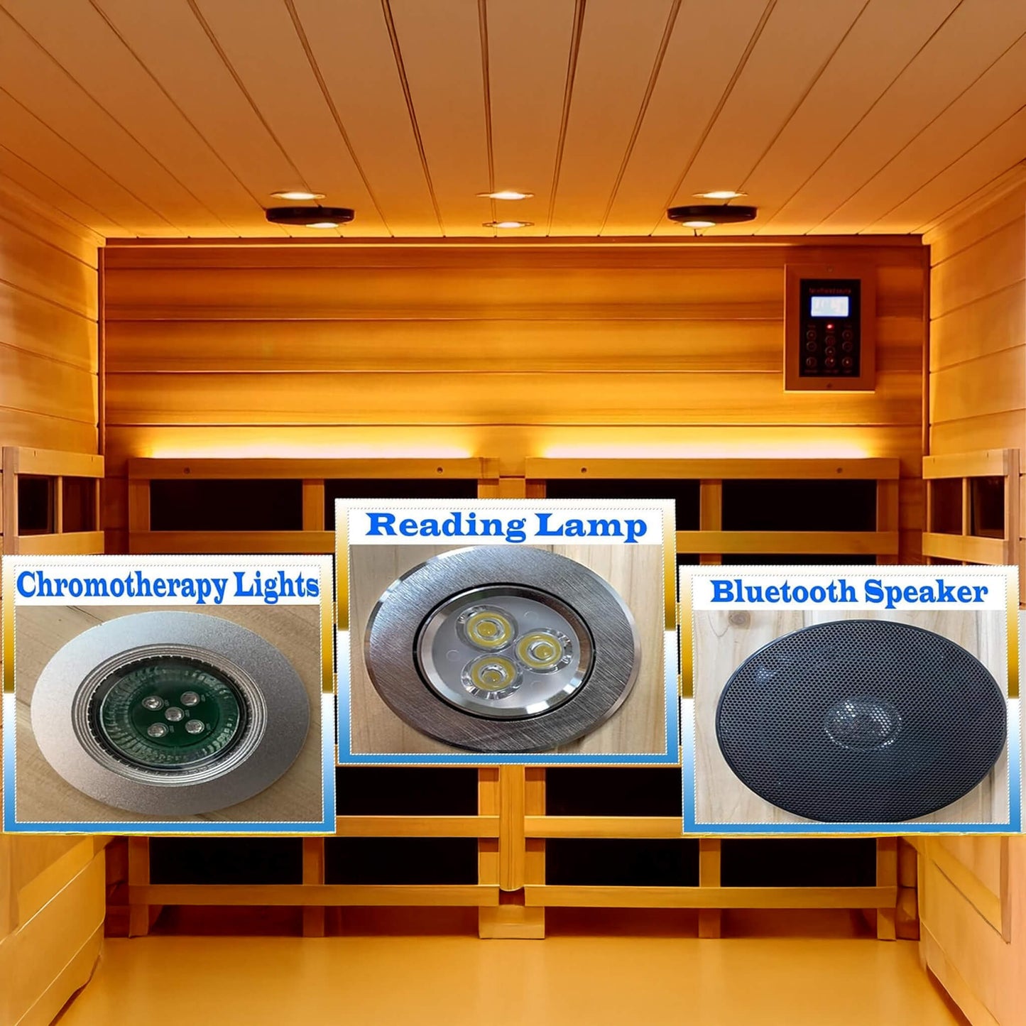 Thermora Deluxe 4-Person Outdoor Mahogany Full Spectrum Ultra-Low EMF FAR Infrared Sauna With Chromotherapy And Bluetooth Speakers (SAK98263)