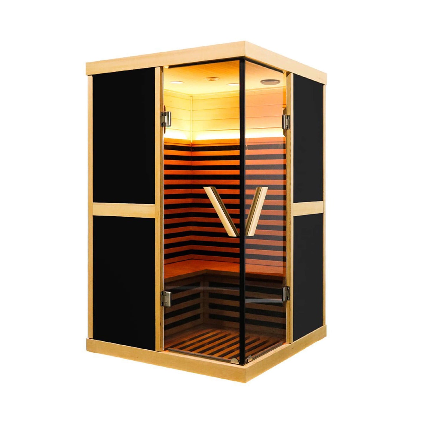 Thermora Premium Large 2-Person V-Shaped FAR Infrared Sauna Room With Double Glass Doors, 1980W (SAK96413)