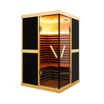Thermora Premium Large 2-Person V-Shaped FAR Infrared Sauna Room With Double Glass Doors, 1980W (SAK96413)