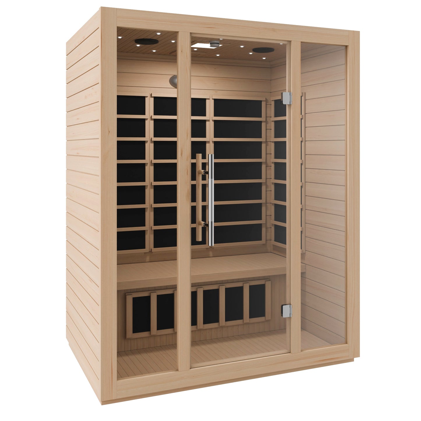 Maldives 3- Person Indoor Hemlock Wooden Carbon FAR Infrared Home Sauna Room with LED Touch Control Panel and Heater