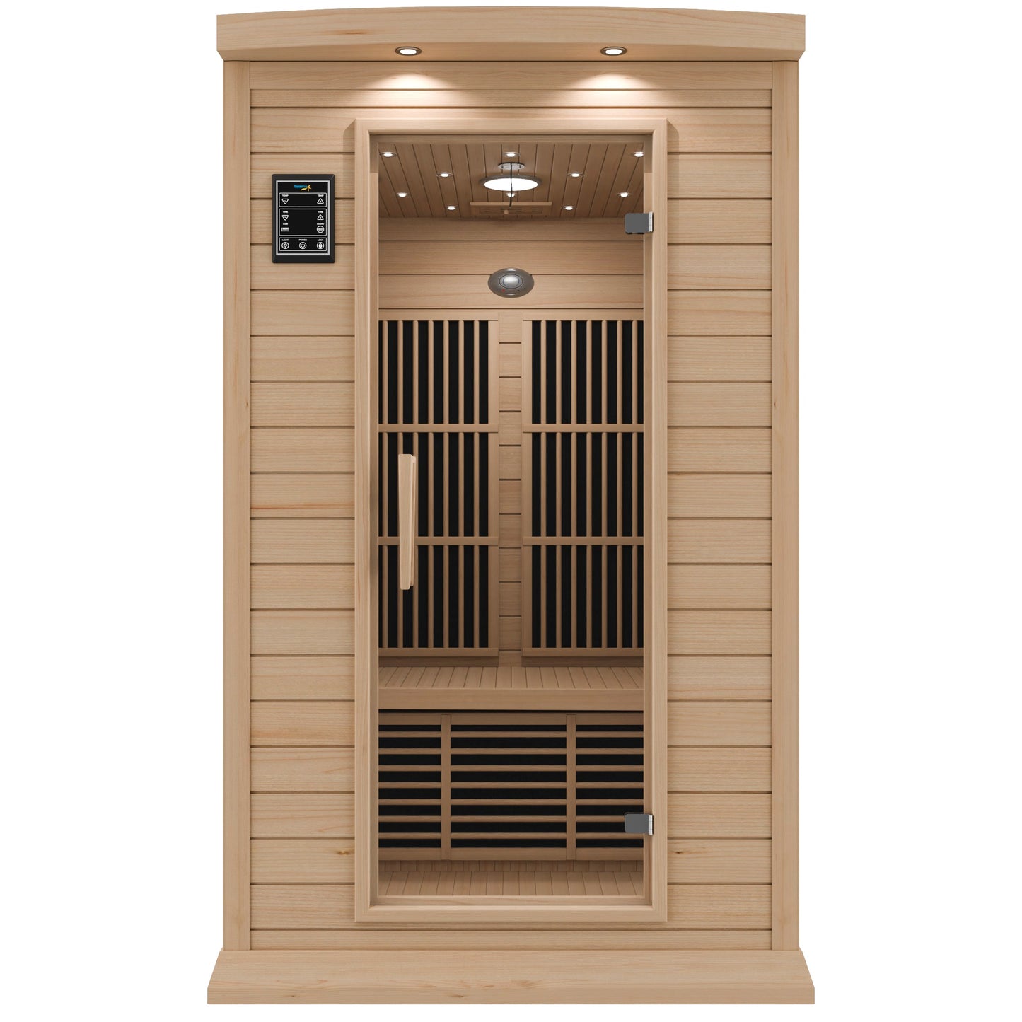 Seychelles 2-Person Carbon FAR Infrared Infrared Hemlock Wooden Indoor Home Sauna Room with LED Touch Control Panel