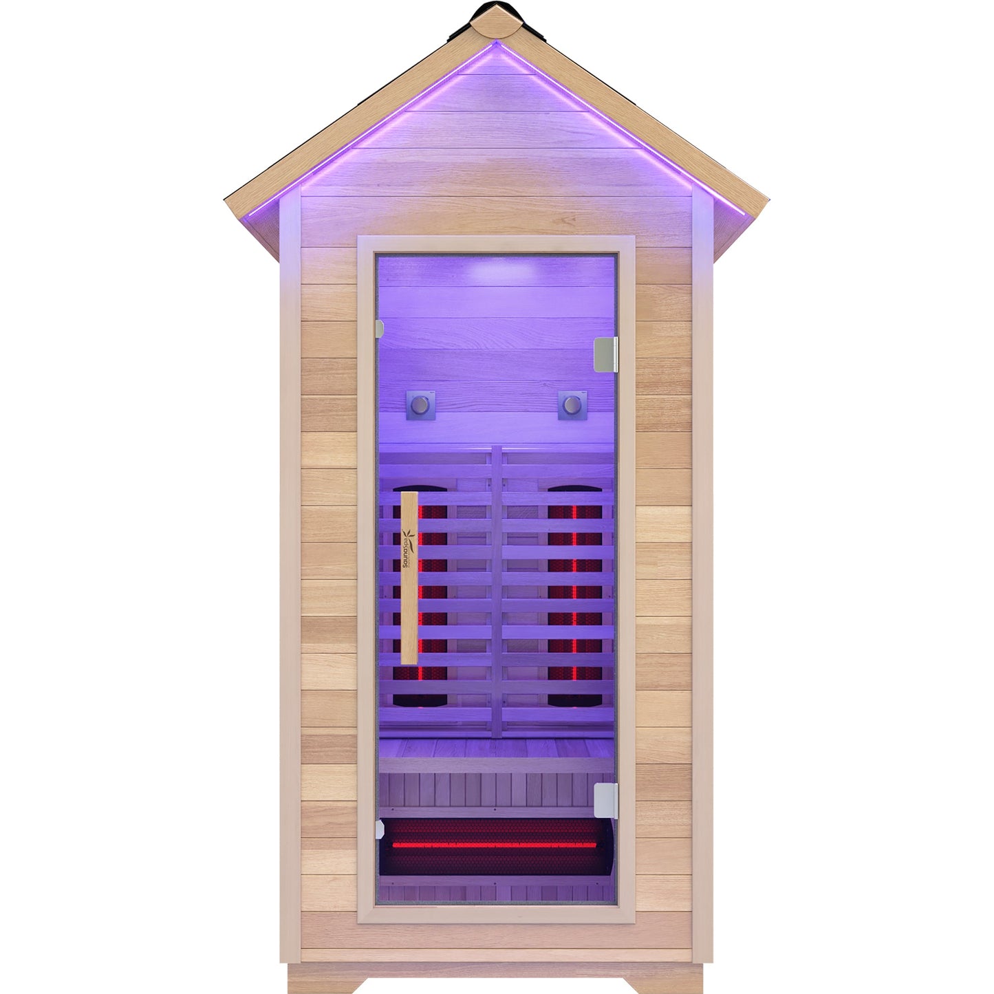 2-Person Outdoor Cabin Sauna in Red Cedar and Hemlock with Far Infrared, Starry Night Lights, and Touch Pad Controller