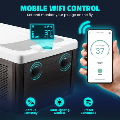 All-in-One Cold Plunge and Hot Tub with Built-in Chiller, Lights, and WiFi in Blue