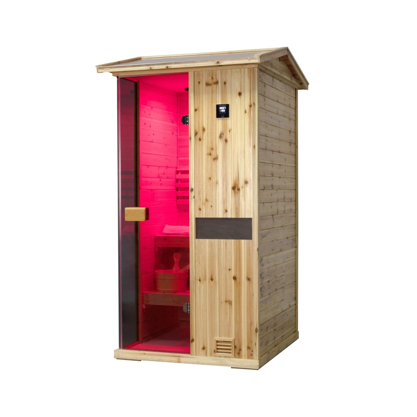 Thermora 1-Person Outdoor Weather-Resistant Traditional Wooden Steam Sauna Room (SAK71642)