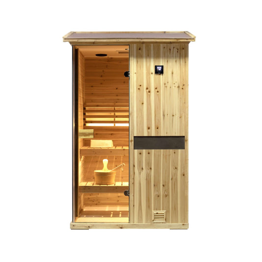 Thermora Premium 2-Person Outdoor Wooden Steam Sauna Room With Smart Control Panel And Bluetooth Audio (SAK52918)