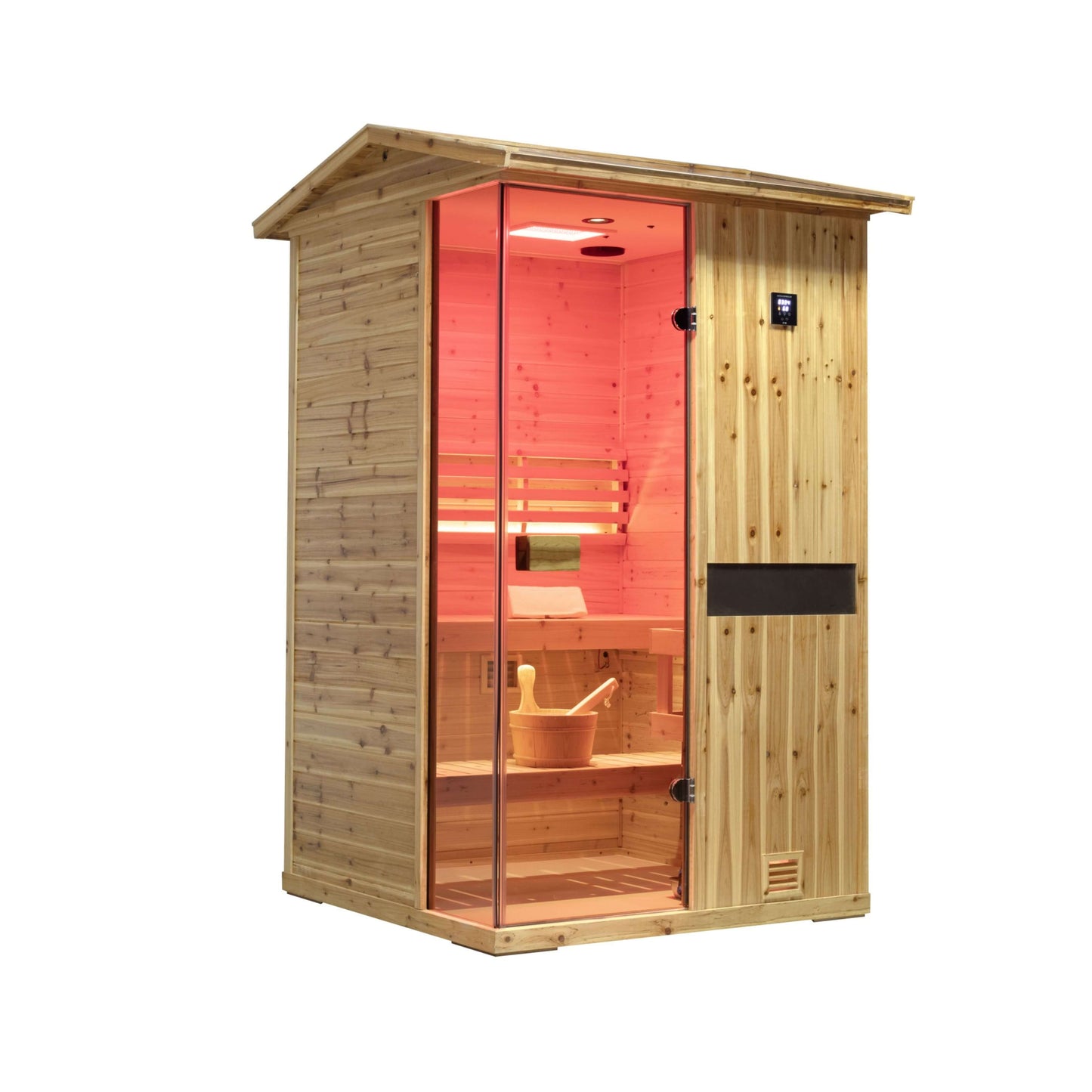 Thermora Premium 2-Person Outdoor Wooden Steam Sauna Room With Smart Control Panel And Bluetooth Audio (SAK52918)