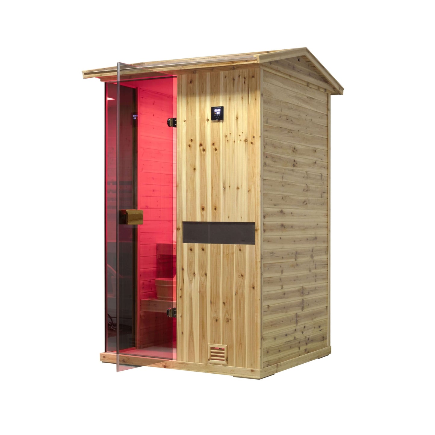 Thermora Premium 2-Person Outdoor Wooden Steam Sauna Room With Smart Control Panel And Bluetooth Audio (SAK52918)