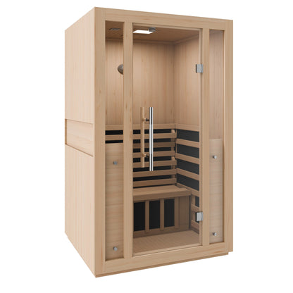 Fiji 2-Person Carbon FAR Infrared Hemlock Wooden Indoor Home Sauna Room with LED Touch Control Panel