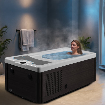 All-in-One Cold Plunge and Hot Tub with Built-in Chiller, Lights, and WiFi in Blue