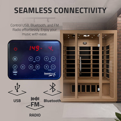 Maldives 3- Person Indoor Hemlock Wooden Carbon FAR Infrared Home Sauna Room with LED Touch Control Panel and Heater