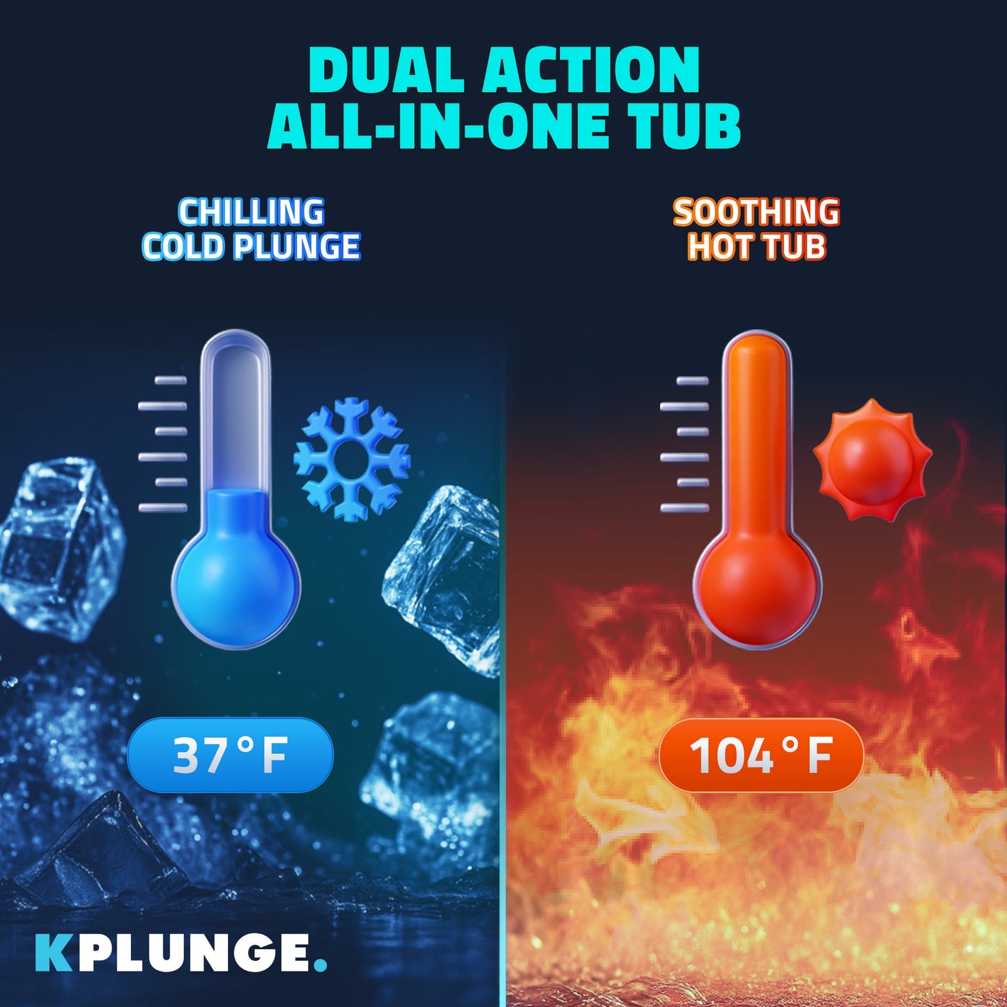 All-in-One Cold Plunge and Hot Tub with Built-in Chiller, Lights, and WiFi in Blue