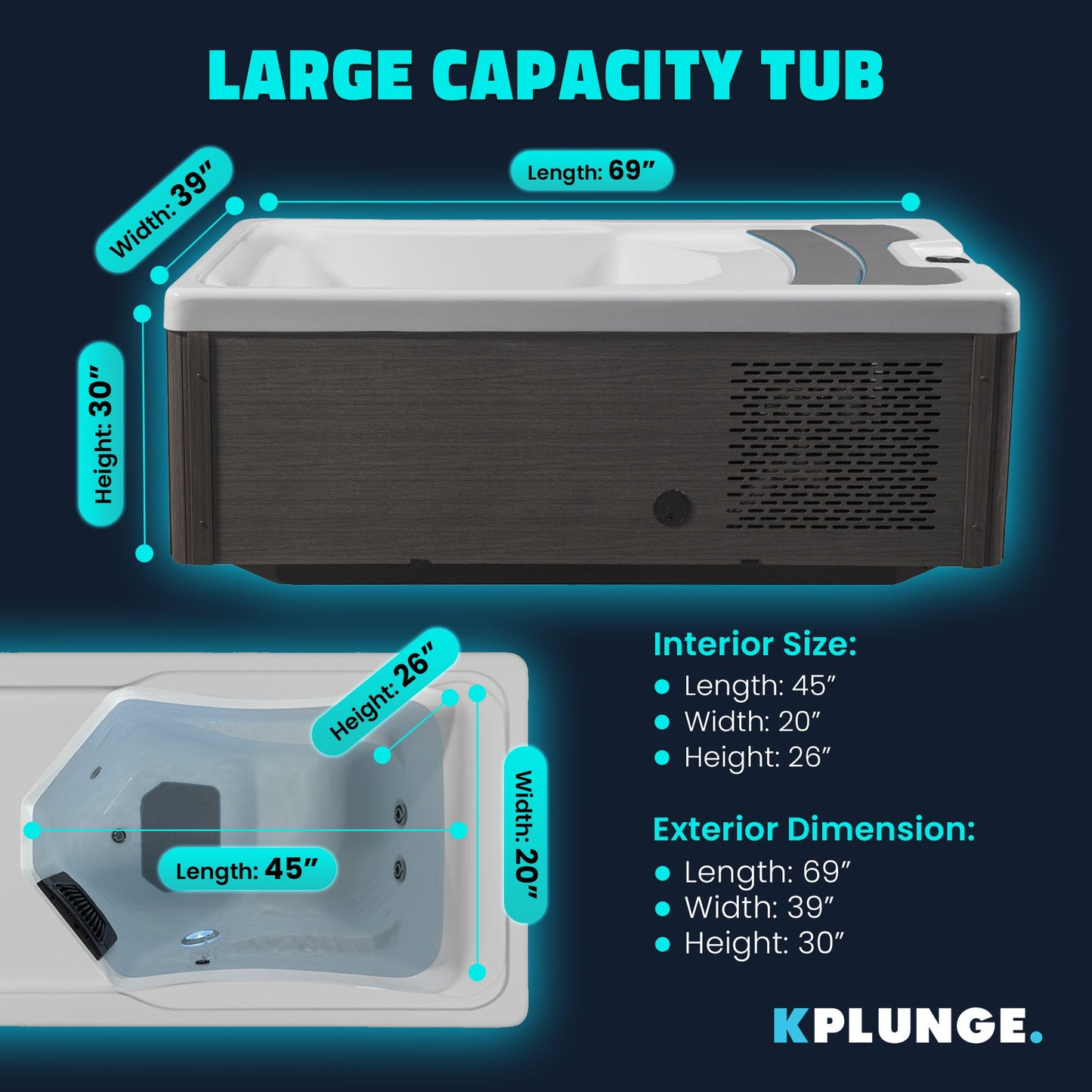 All-in-One Cold Plunge and Hot Tub with Built-in Chiller, Lights, and WiFi in Blue