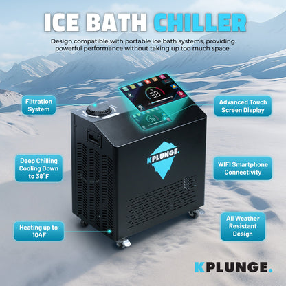 Gale Cold Plunge Chiller and Heater in Black with Cooling and Heating, WiFi App Control, and Filter